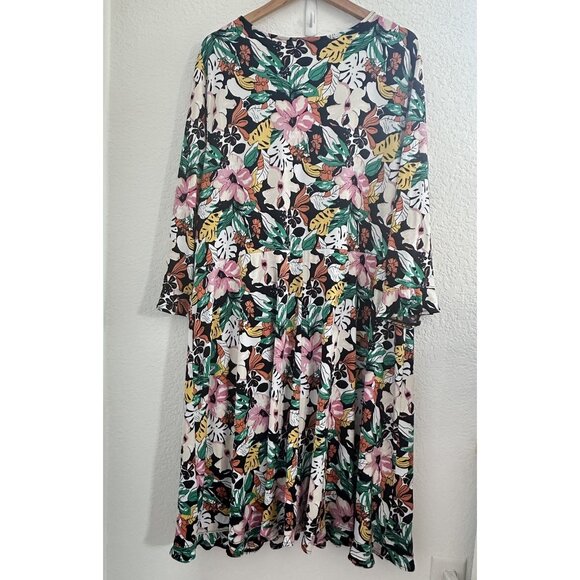 Lane Bryant Dress Womens 26/28 Floral Faux Wrap Tie Waist L/S Boho Fairy Party‎ - Picture 5 of 11
